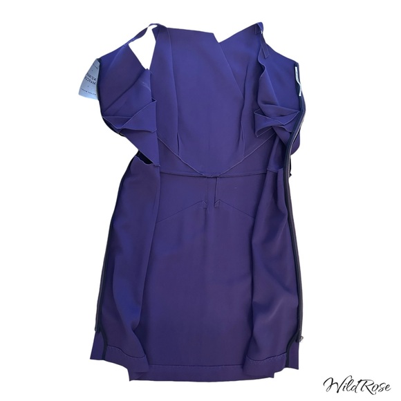 ROLAND MOURET Eggplant Purple Fitted Tailored Cut Out Back Sheath Dress SZ US 10 - Picture 9 of 11